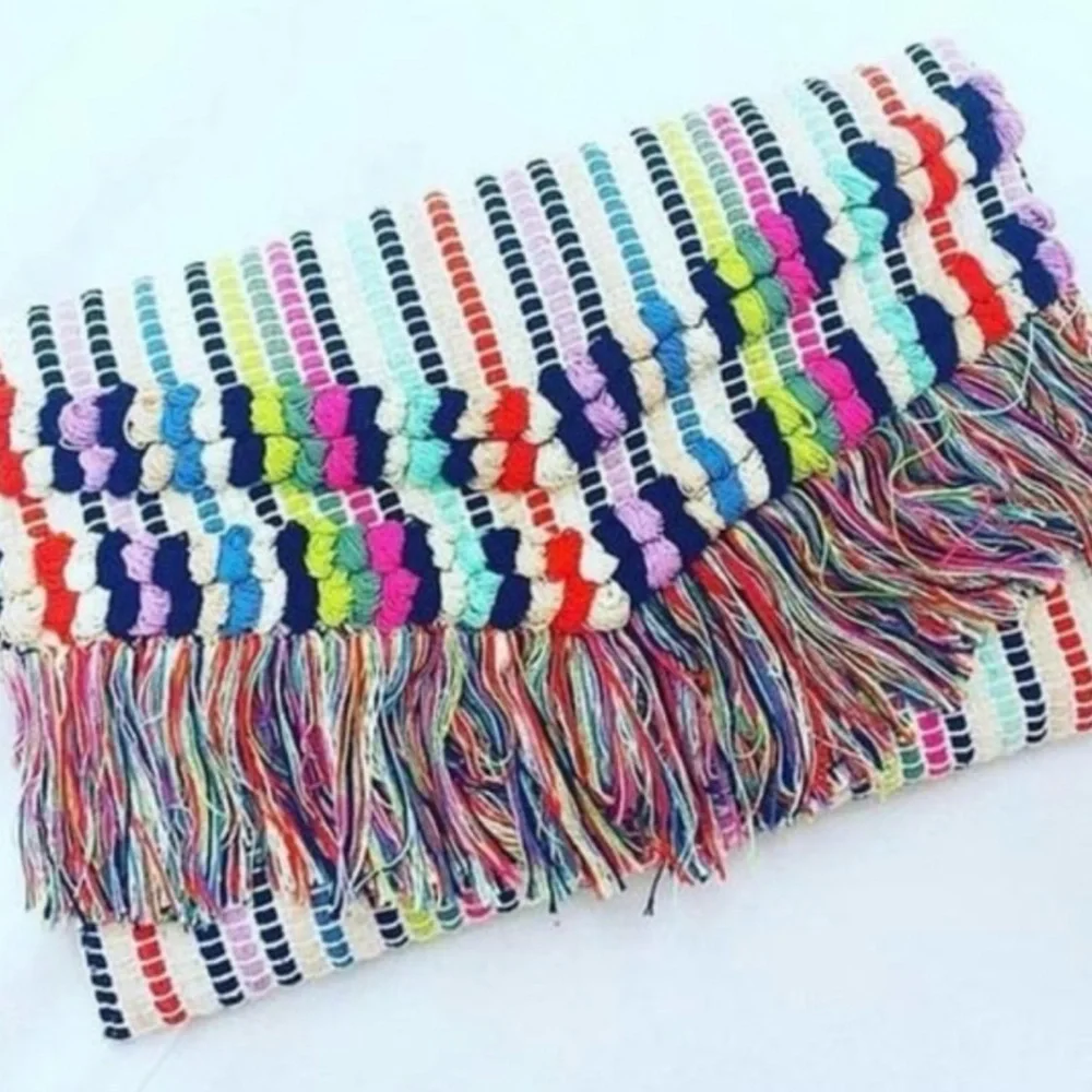 🧸 Stella & Dot | NWOT • RARE Taj Rainbow Macrame Clutch